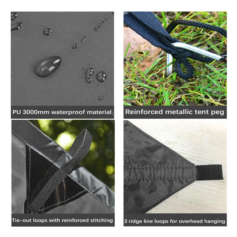 KALINCO 13X16.5FT Tent Tarp, Picnic Mat Camping Tarp Tent Hammock Tarp, pu Waterproof Camping tarp Tent Rain Fly Picnic Mat Survival Shelter Sunshade - Image 2